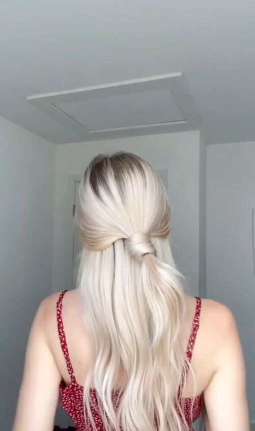 hair hack for getting this knotted look, Knot hairstyle
