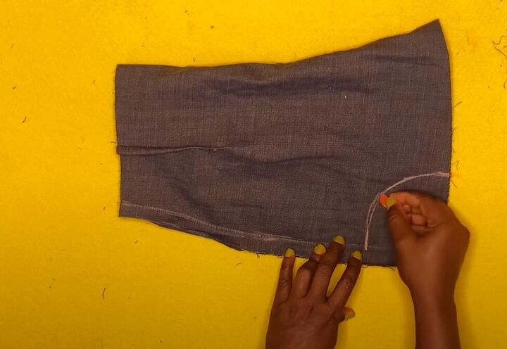 upcycled denim skirt, Making side cut outs