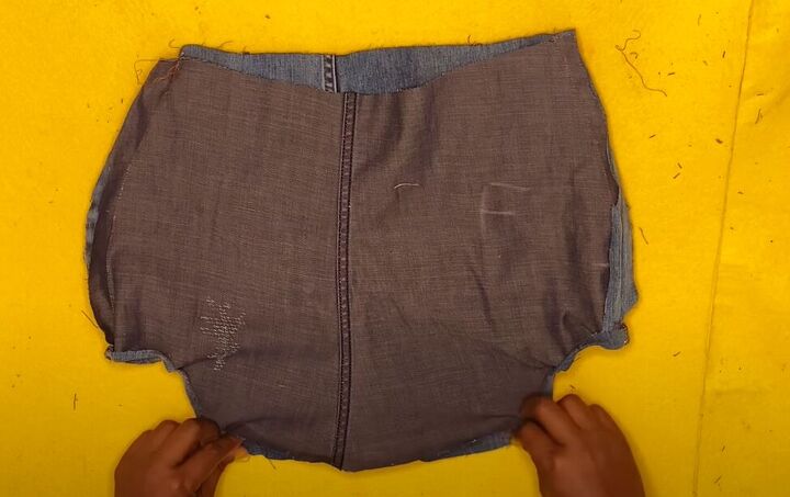upcycled denim skirt, Folding