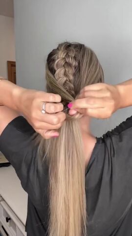 dutch braid hairstyles for long hair, Making half braid ponytail