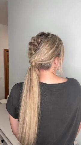 dutch braid hairstyles for long hair, Half braid ponytail