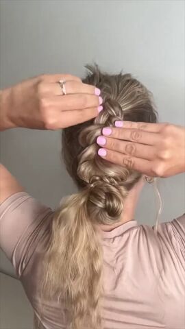 dutch braid hairstyles for long hair, Making Dutch braid bun