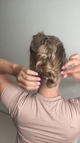dutch braid hairstyles for long hair, Making Dutch braid bun