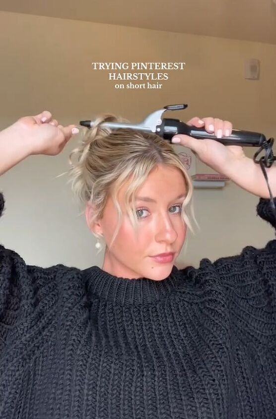 holiday updo perfect for short hair, Curling hair
