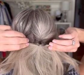 easy updo for fine and slippery hair, Pulling tails