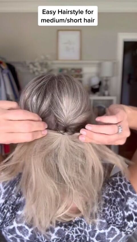 easy updo for fine and slippery hair, Pulling tails