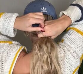 grab a ball cap and start rolling your ponytail, Tying ponytail