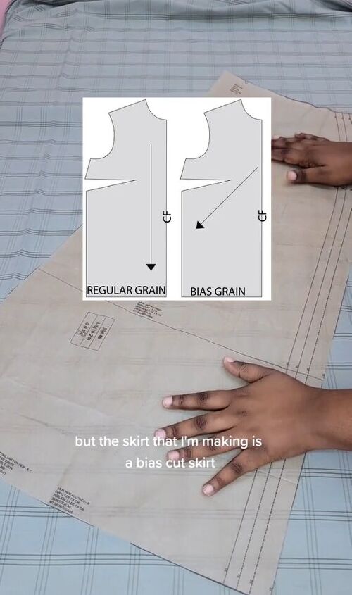 how to cut out your fabric when sewing a project, Grain line