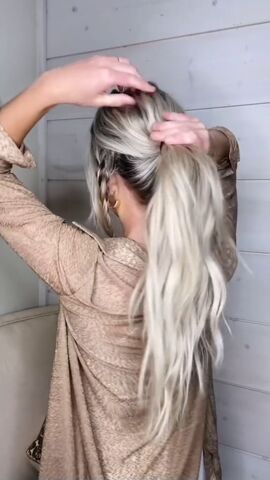 do 3 braids for this braided bun, Creating ponytail