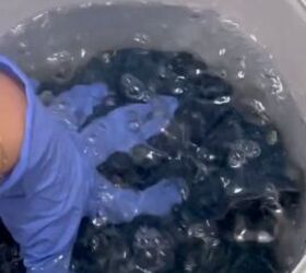 She put a thrifted denim jacket into a bucket and gave it such a cool upgrade