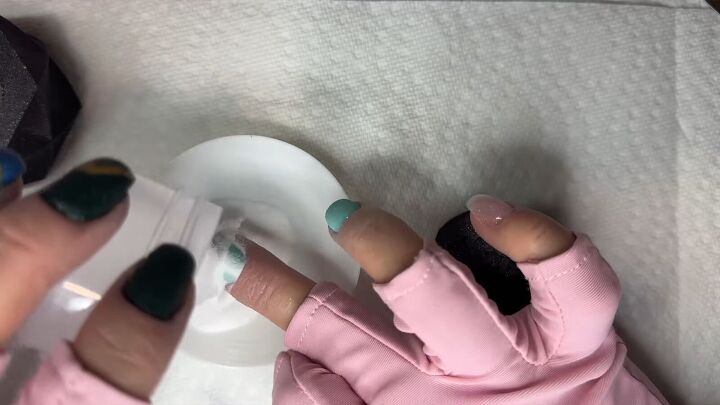 blue marble nails, Applying clear dip powder