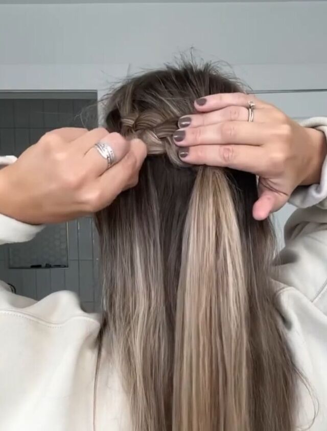 easy half up braided hairstyle, Securing braids