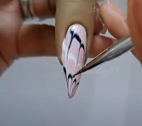 nail design hacks, Creating diagonal feathered swirls