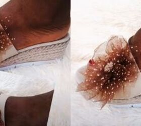 diy leather sandals, DIY fabric flower for sandals