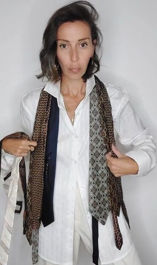 no sew vest created from ties, Adding ties