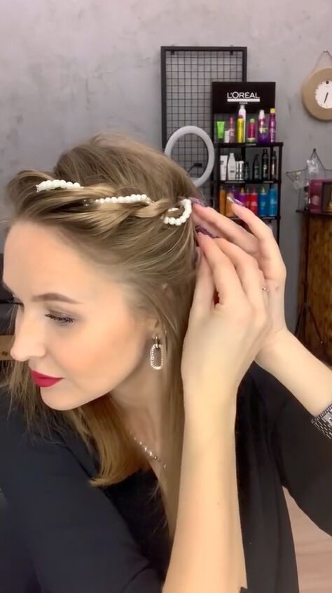how to add trending pearls into your hair, Securing end