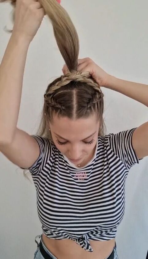 half up hairstyle with 2 gorgeous braids, Criss crossing ends