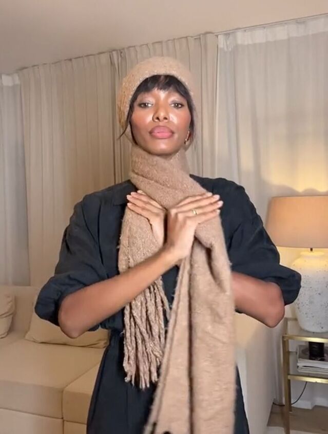 stay warm with this winter scarf styling hack, Wrapping scarf