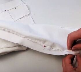 how to upcycle jeans, Sewing inserts