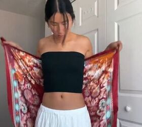 turn a silk scarf into a one shoulder top, Wrapping scarf