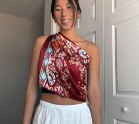 Turn a Silk Scarf Into a One Shoulder Top