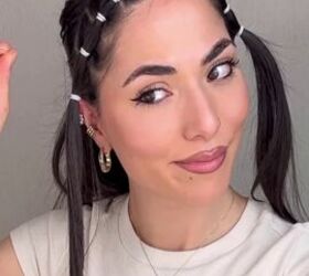 this unique hairstyle is so easy to do on your own, Tying hair