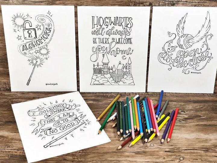 Four Magical Harry Potter Printable Quotes Coloring Pages Creatively Beth creativelybeth printables harrypotter handlettered