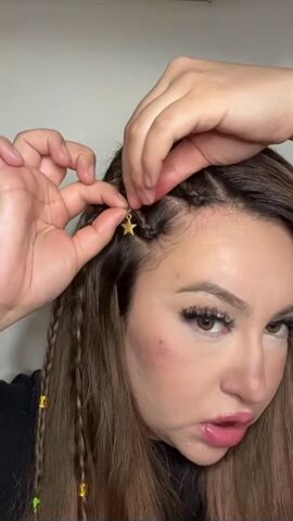 side part braided accent tutorial, Adding stars