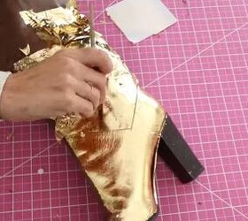 diy boots, Applying gold leaf