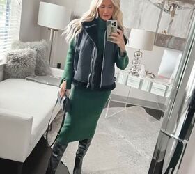 winter outfit ideas, Green sweater dress elegance