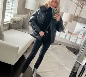 winter outfit ideas, Winter essential faux leather puffer