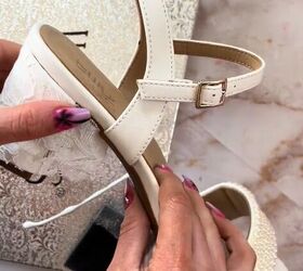 diy custom pearl wedding heels, Adding lace