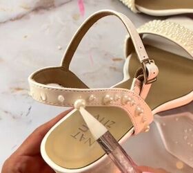 diy custom pearl wedding heels, Adding pearls