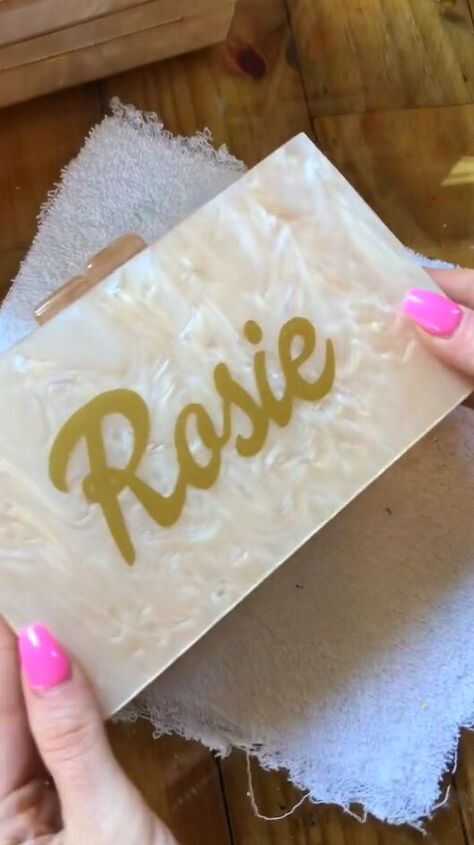 brides need to see this diy accessory for your bridesmaids, Attaching name to purse