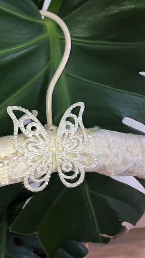 how i upcycled my grandma s wedding dress to fit into my wedding day, DIY butterfly hanger