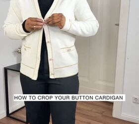 crop your expensive cardigan without ruining it, Buttoning cardigan