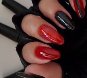 red and black nail art, Glam red and black nail art