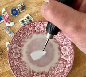 how to create a beautiful pendant from old plates, Drilling