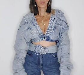 would you try this unique way to wear 3 pairs of jeans at once, DIY jeans top