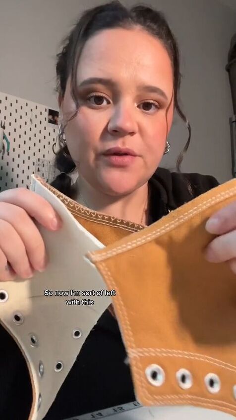 cool upcycled converse corset diy, Cutting