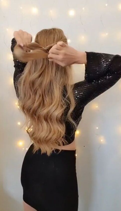 super easy half up hairstyle for when you re late, Making half ponytail