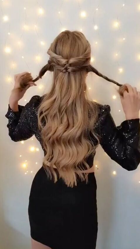 super easy half up hairstyle for when you re late, Making half ponytail