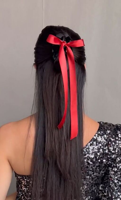 an easy way to add a bow in your hair for valentine s, An easy way to add a bow in your hair for Valentine s