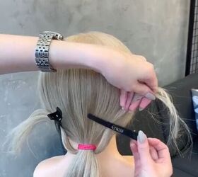 how to make your ponytail look like a mermaid s tail, Tying ponytail