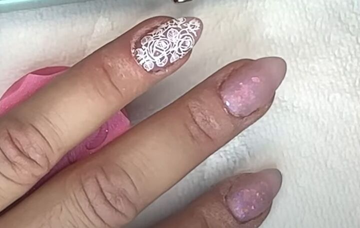 watercolor nail art, Stamped nails