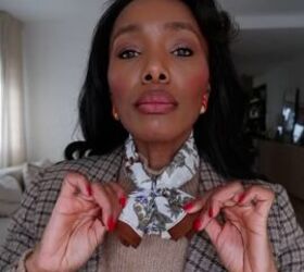 3 ways to style a silk neck scarf in winter, Faux bow style