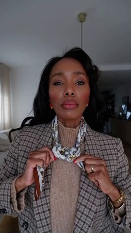 3 ways to style a silk neck scarf in winter, Faux loose tie style