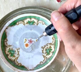 how to make a pendant from old plates, Drilling