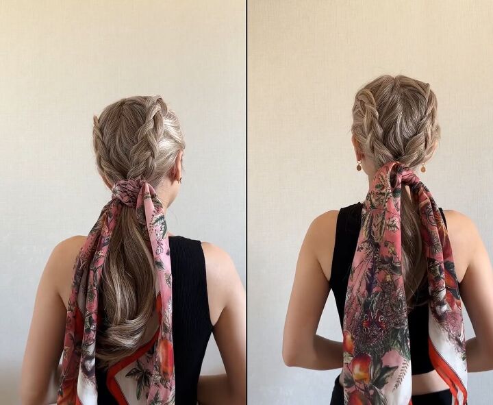 do 2 braids and grab a scarf for this look, Do 2 braids and grab a scarf for this look