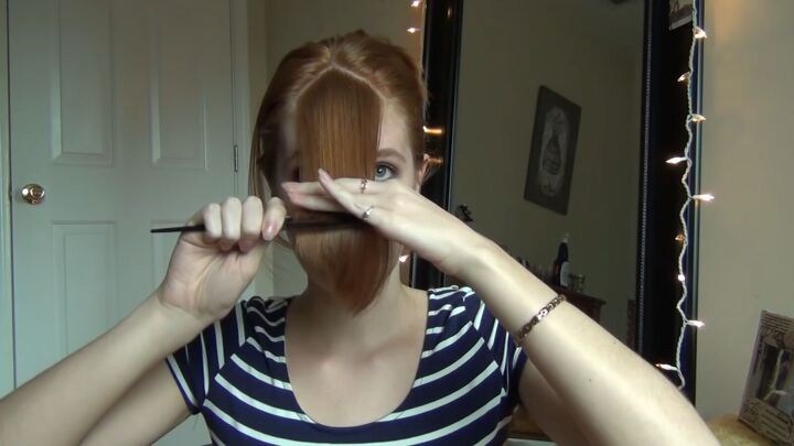 how to cut your own bangs twist, Combing bangs